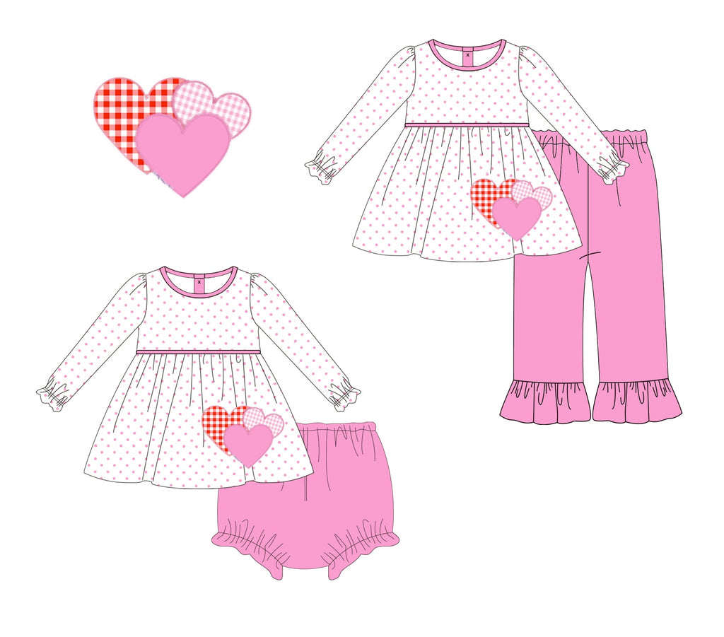 Polka Dot Heart Trio Applique