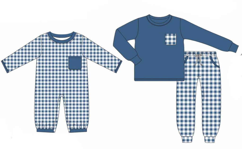 Blue Gingham Pocket Boys