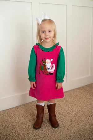 Pink Santa Corduroy Jumper Set