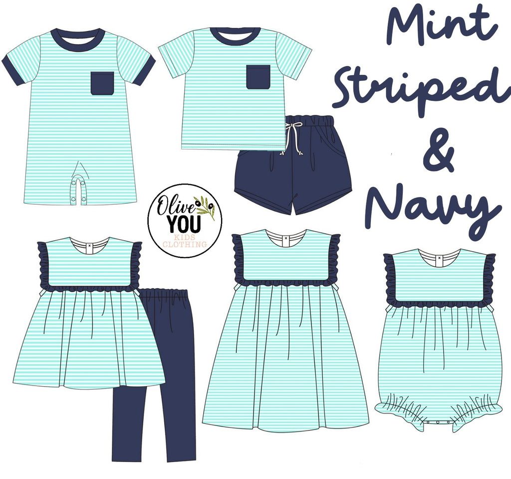 Mint Stripes & Navy