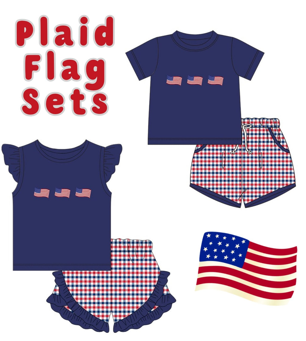 Plaid Flag Short Sets