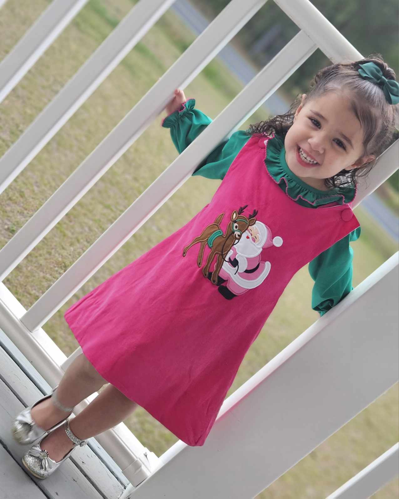 Pink Santa Corduroy Jumper Set