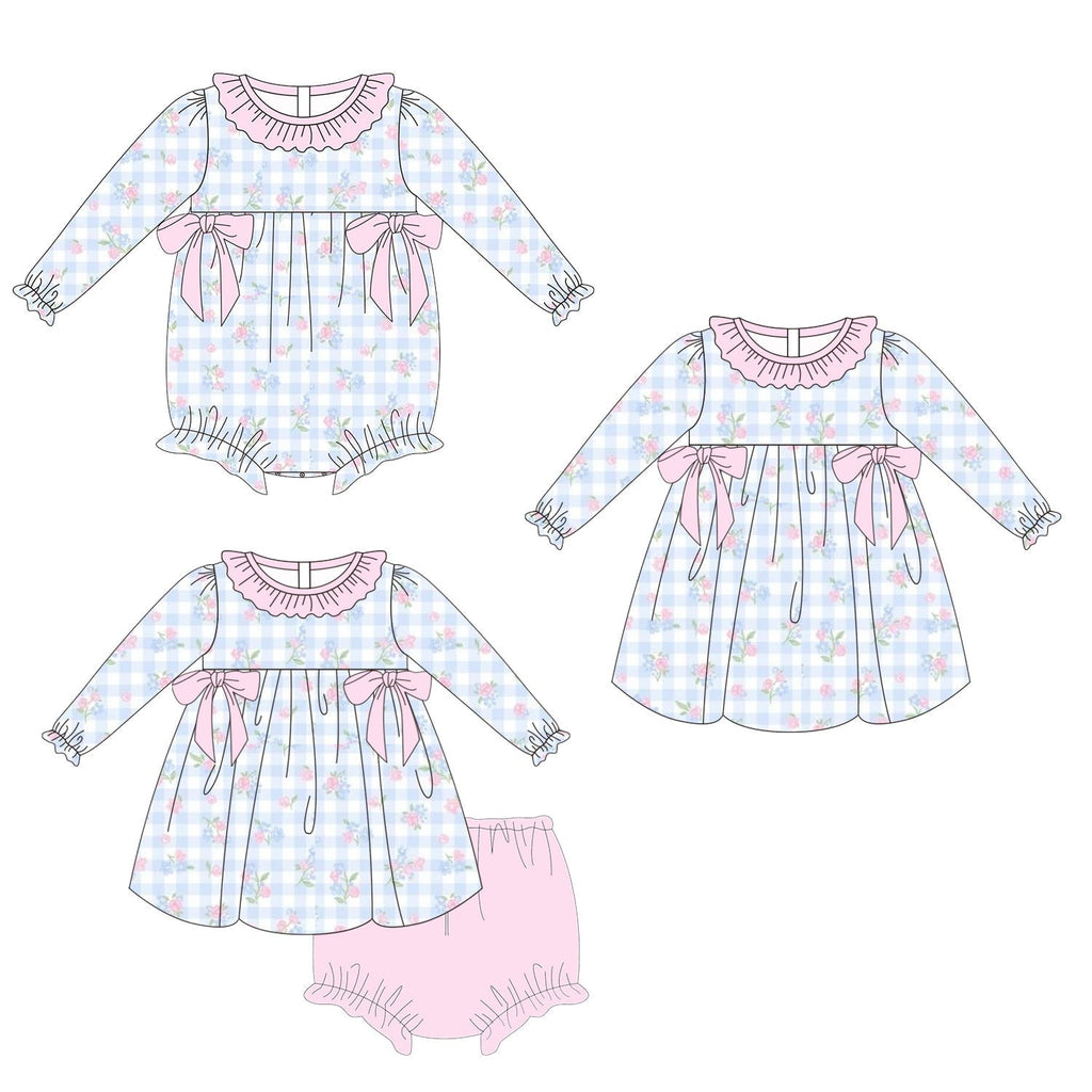 Blue Check Floral