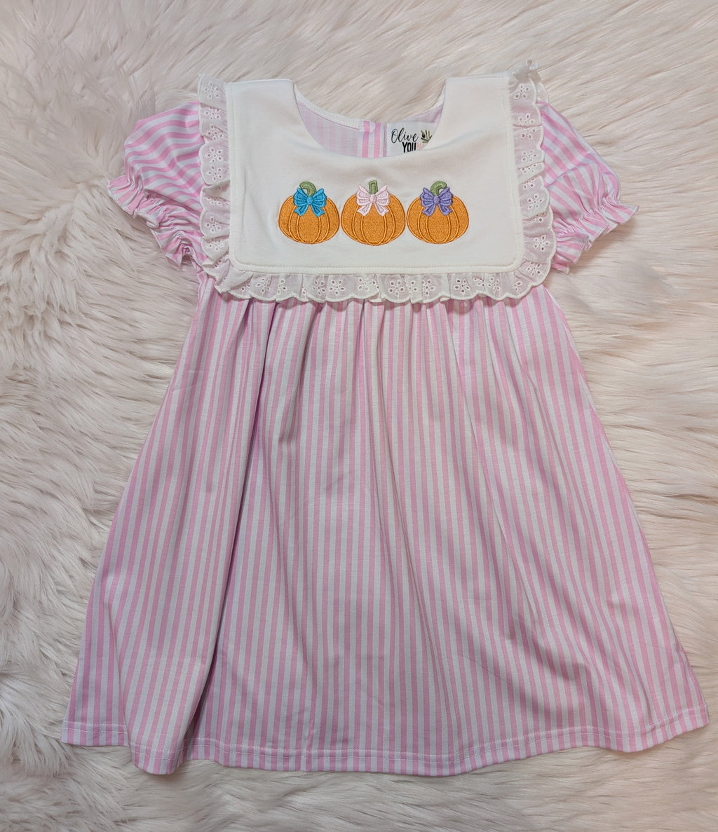 Pumpkin Trio Ruffle Bib Dress