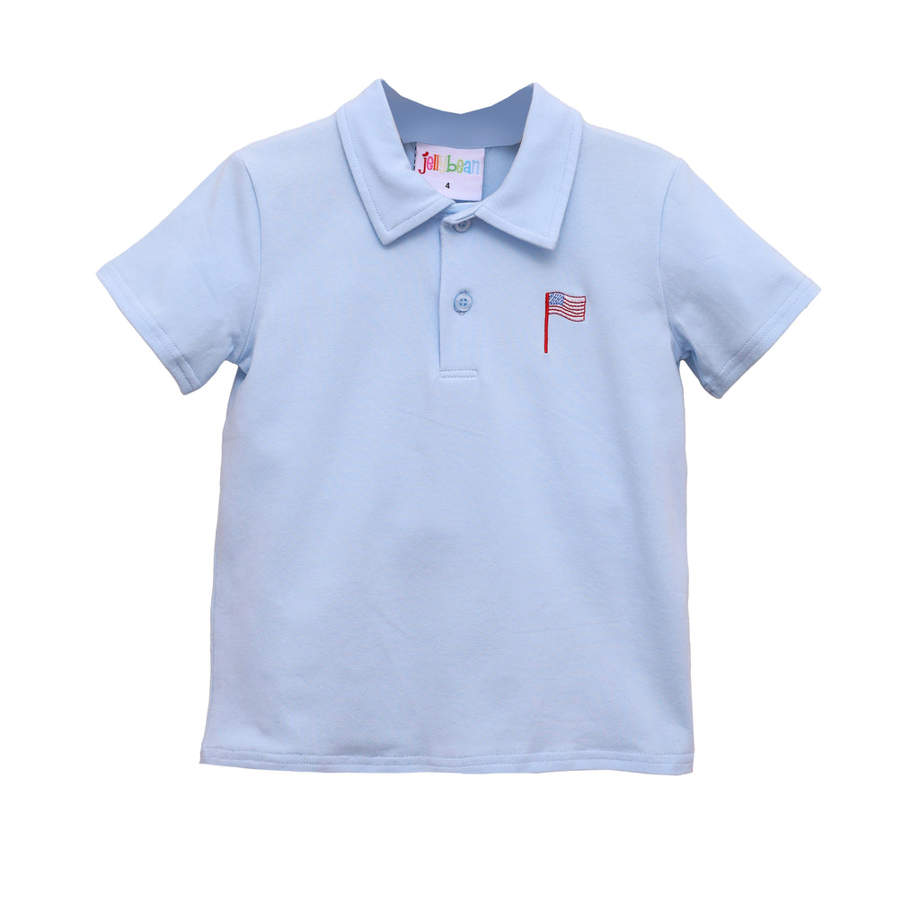 American Flag Embroidered Polo