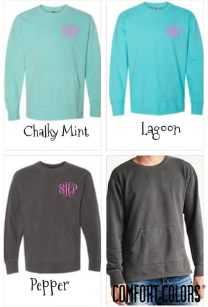 Comfort Colors French Terry Pocket Sweatshirt With Monogram