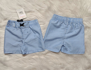Blue Gingham Swim Trunks
