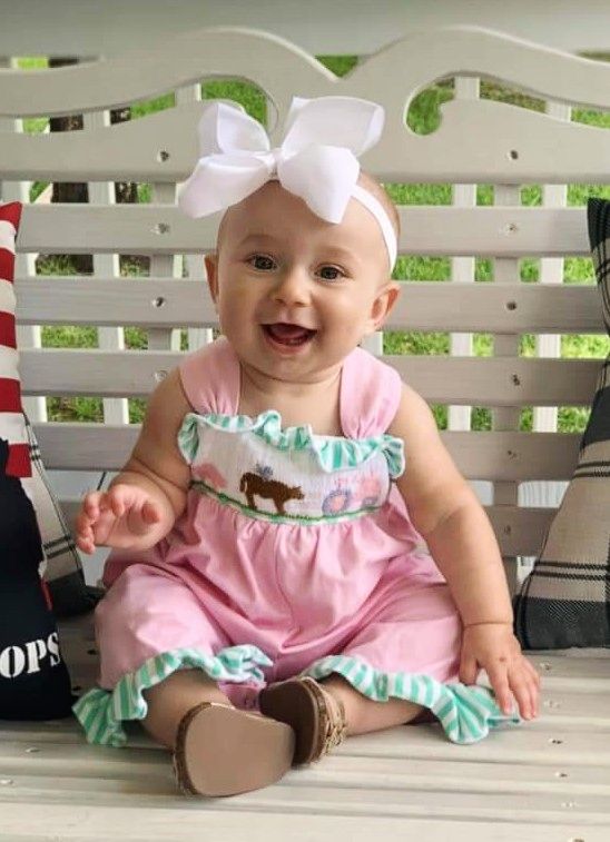 Tractor Farm Animal Smocked Girl Romper