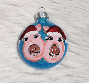 Santa Pigs Hand Painted Christmas Ornaments