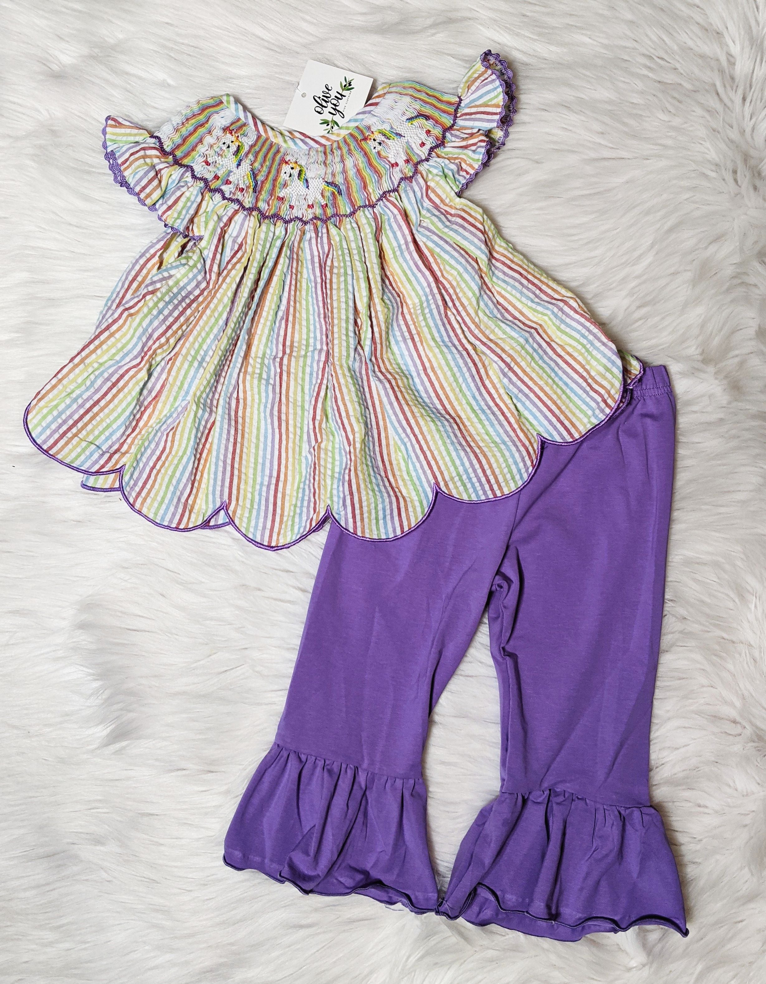 Unicorn Smocked Girls Set