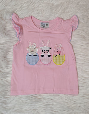 Barnyard Easter Eggs Girl Tee