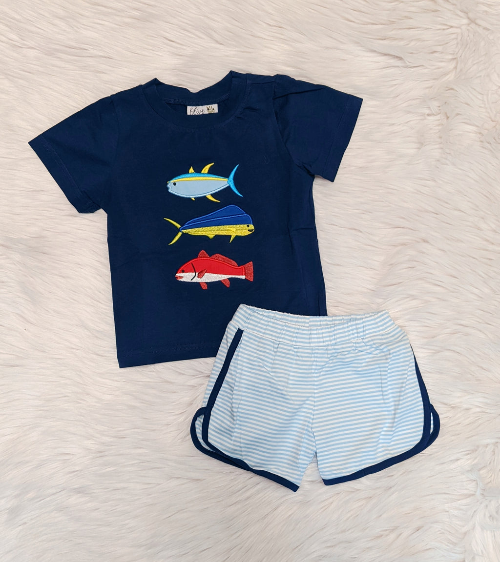 Fish Trio Boy Short Set