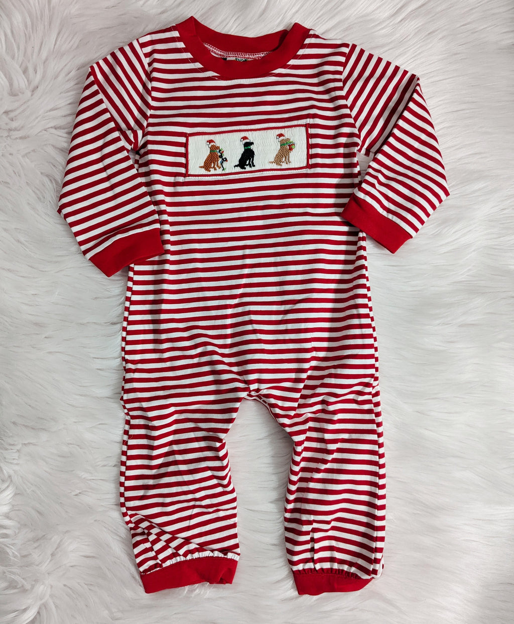 Christmas Dogs Smocked Romper