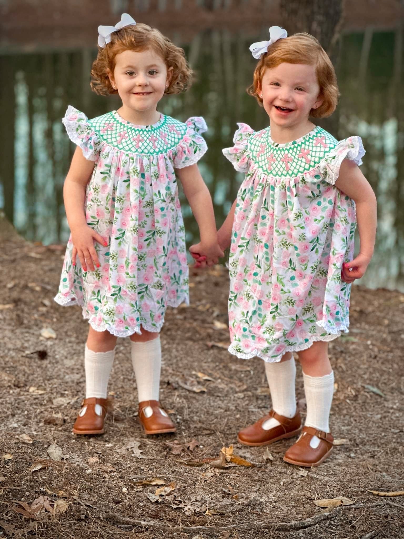 Floral Cross Smocked Dress Olive You Kids Clothing Floral Cross Smocked Dress Olive You Kids Clothing