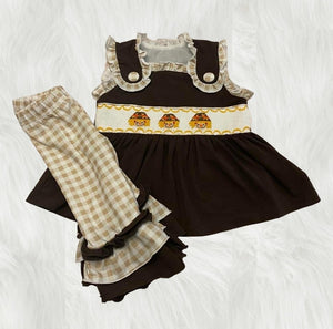 Scarecrow Smocked Girls Set