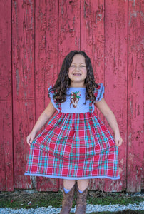 Plaid Christmas Horse Dress