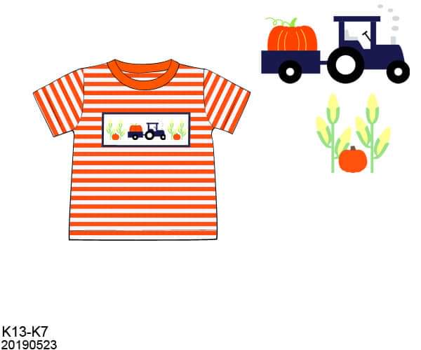 Tractor Corn Maze Smocked Shirt