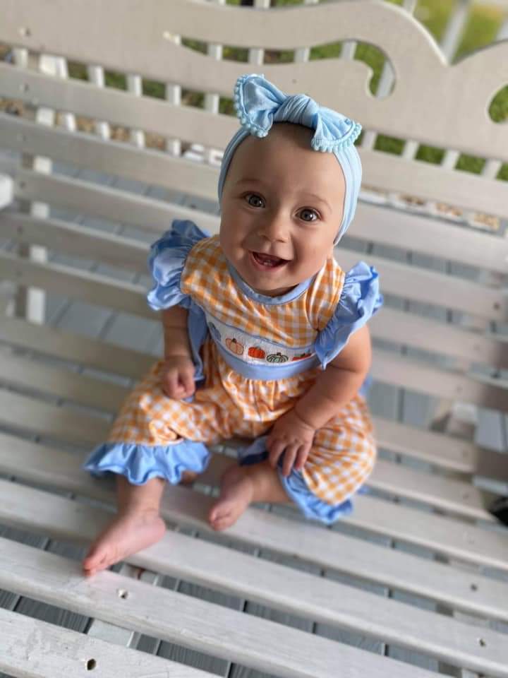 Pastel Pumpkin Ruffle Romper