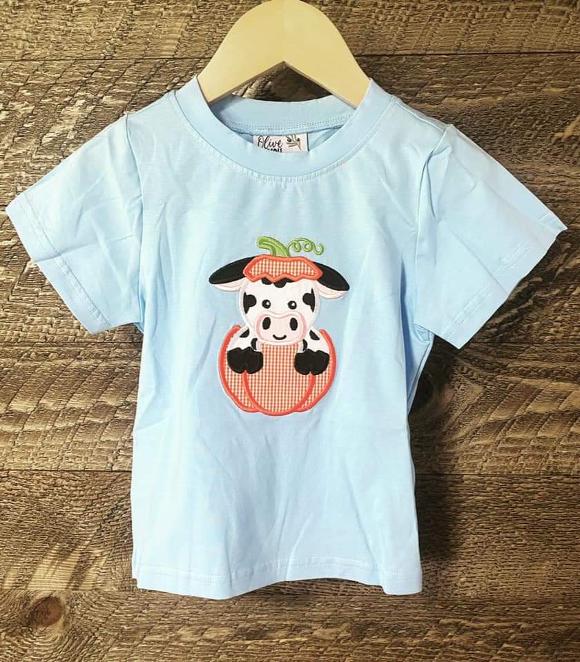 Boy Pumpkin Cow Shirt