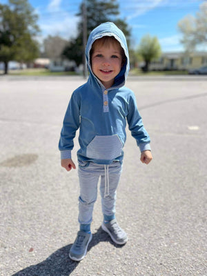 Blue Hooded Boys Jogger Set