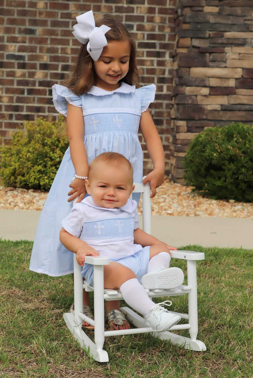 Cross Smocked Lace Trimmed Dress
