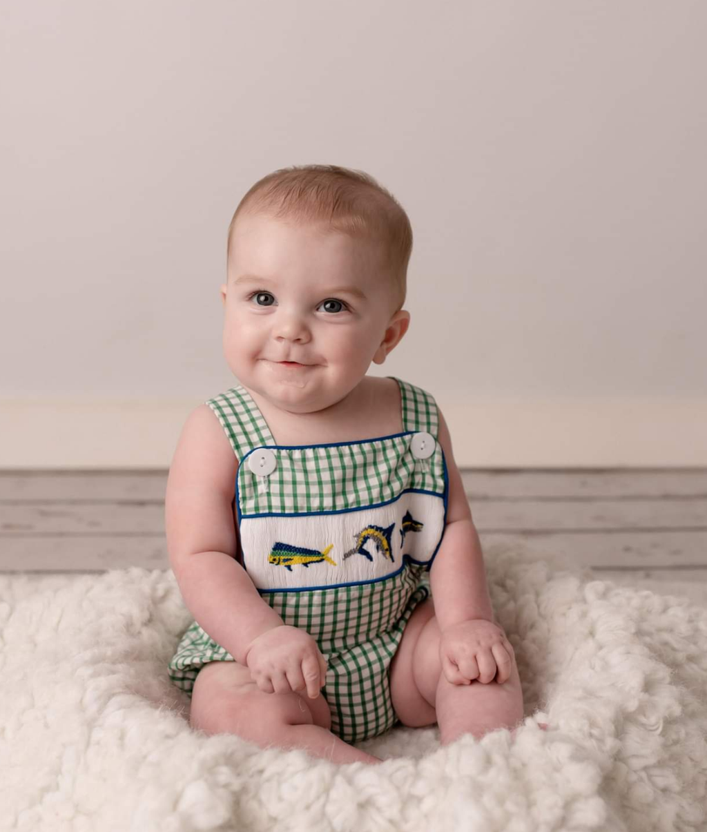 Deep Sea Fishing Smocked Boys Bubble