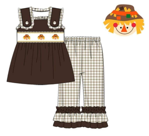 Scarecrow Smocked Girls Set
