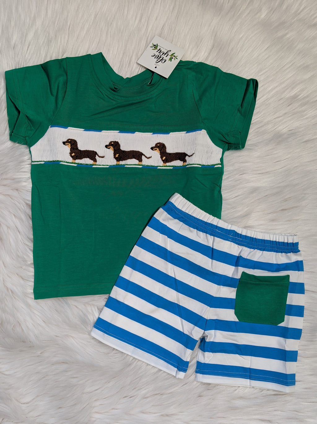 Dachshund Smocked Boy Set