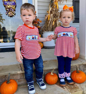 Tractor Corn Maze Smocked Shirt