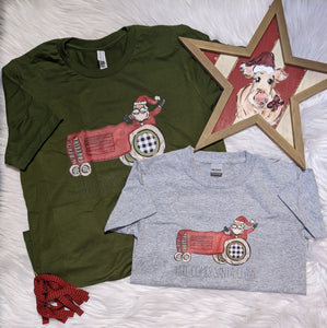 Tractor Here Comes Santa Tee