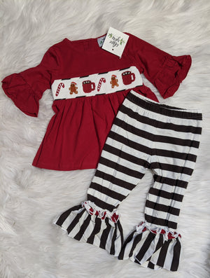Christmas Treats Smocked Ruffle Pant Set