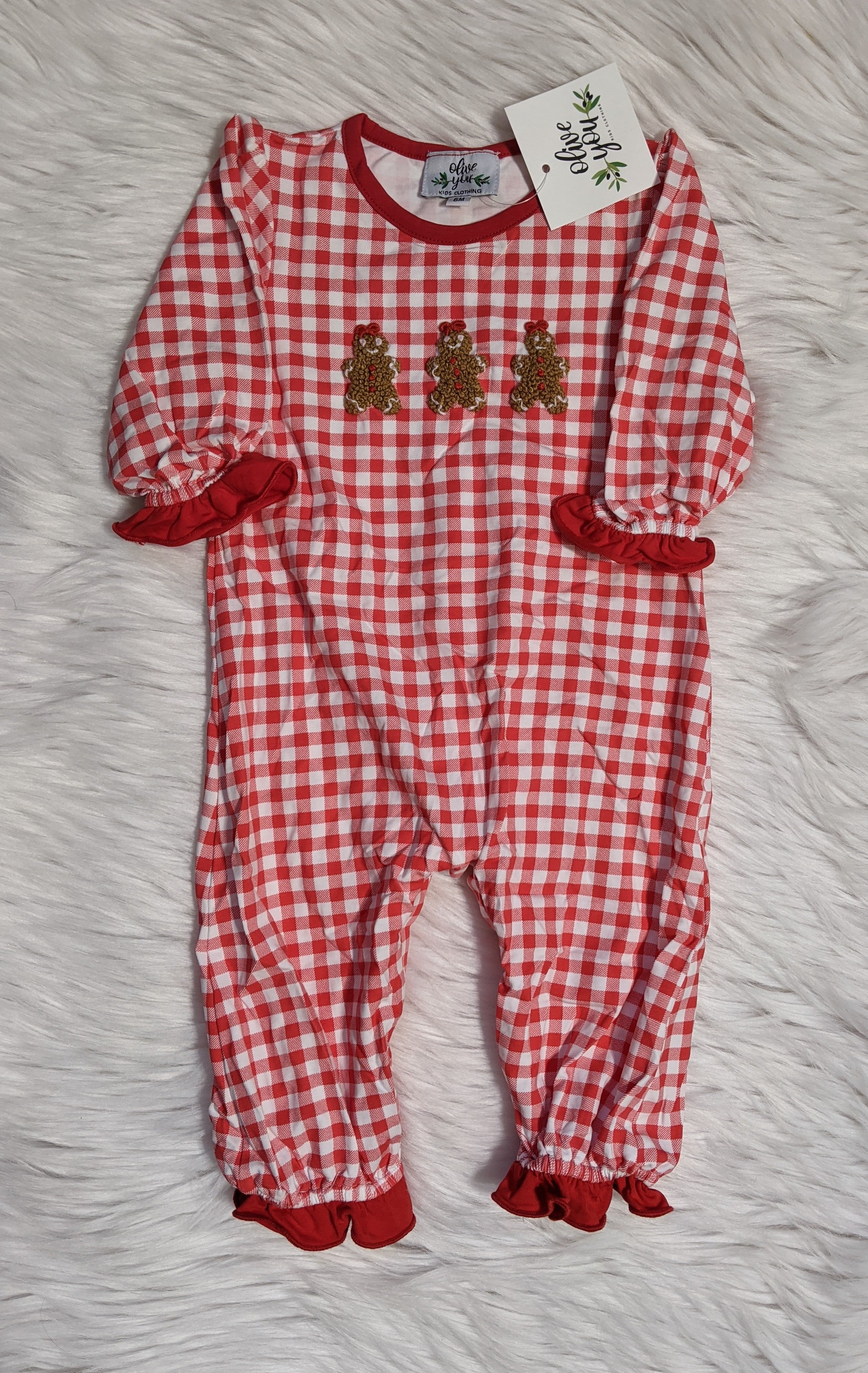 French Knot Gingerbread Girls Romper