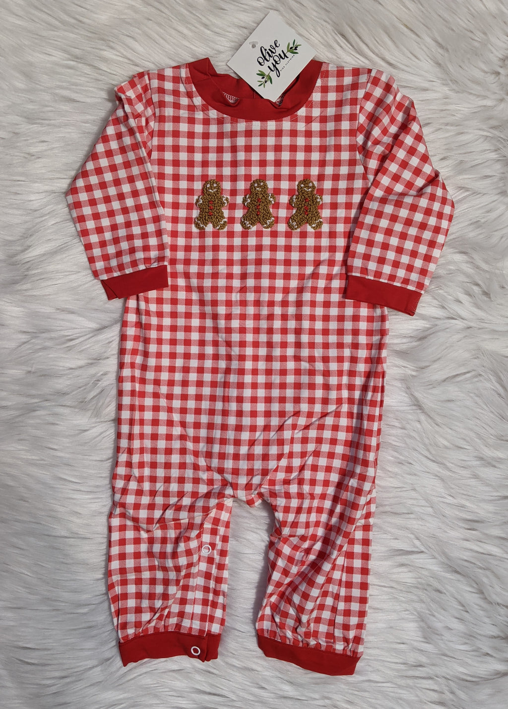 French Knot Gingerbread Boy Romper