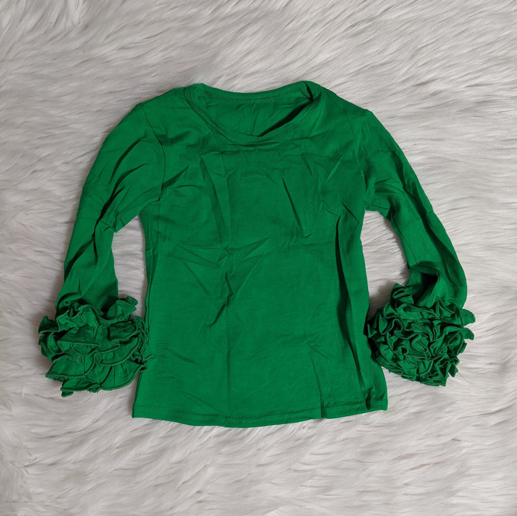 Green Long Sleeve Icing Ruffle Shirt
