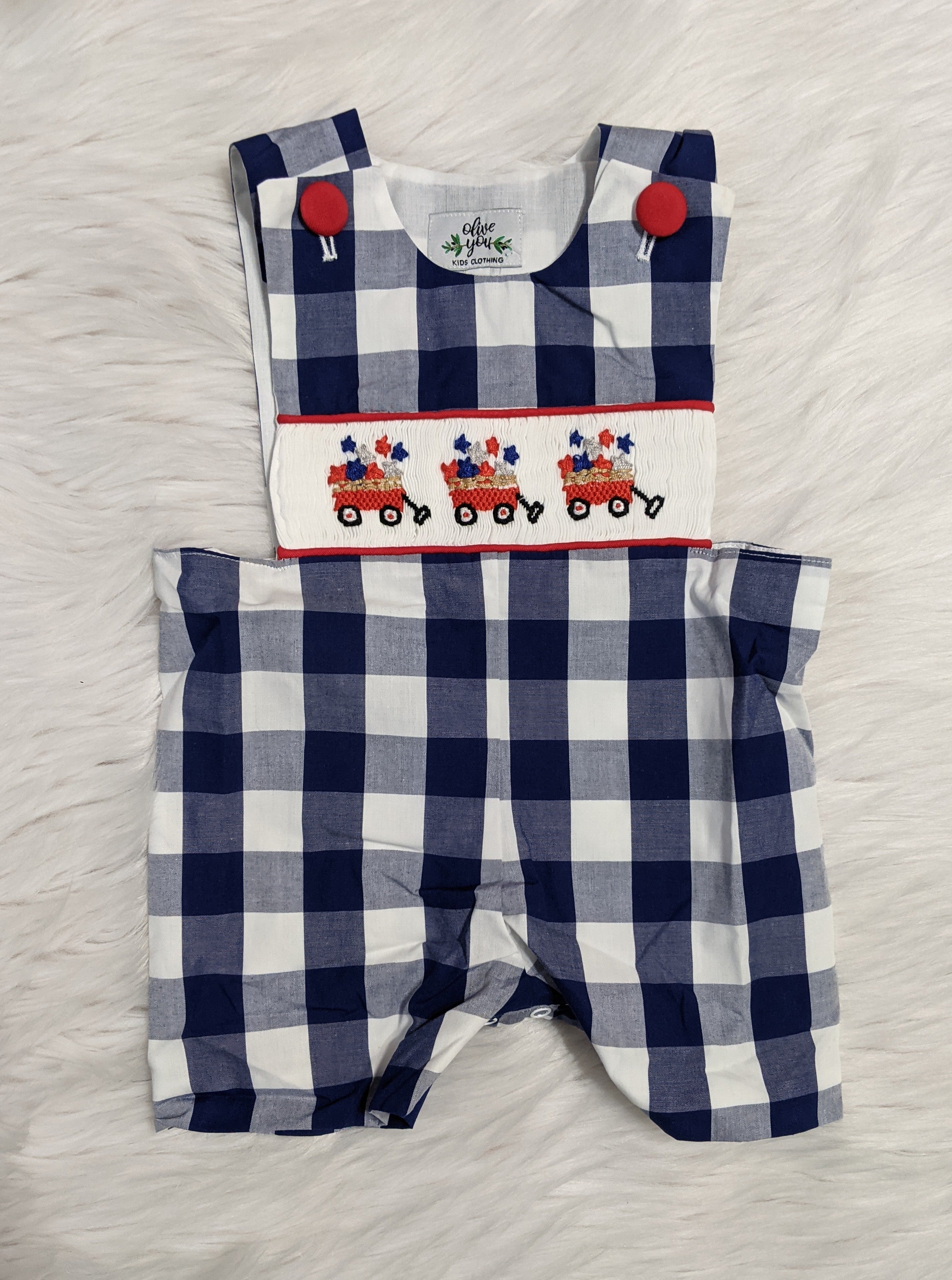 Patriotic Wagon Smocked Jon Jon
