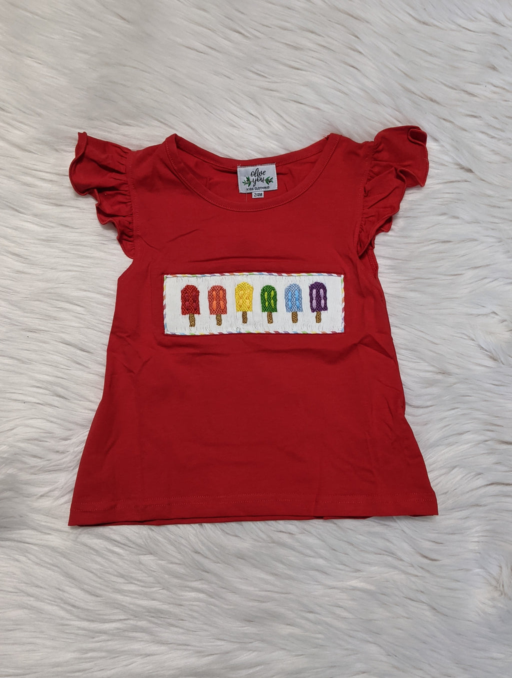 Rainbow Popsicle Girls Smocked Shirt