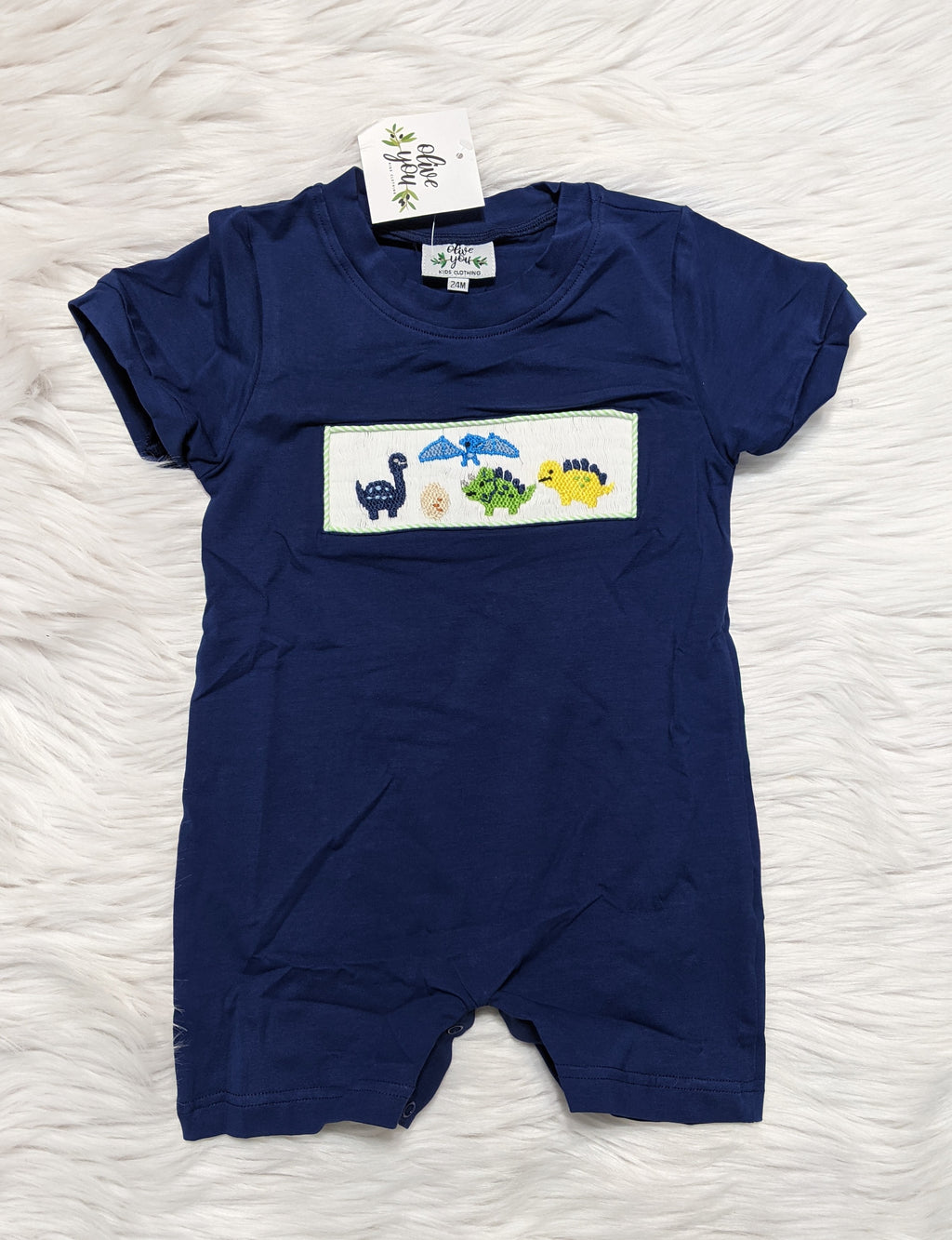 Dinosaur Smocked Boy Romper