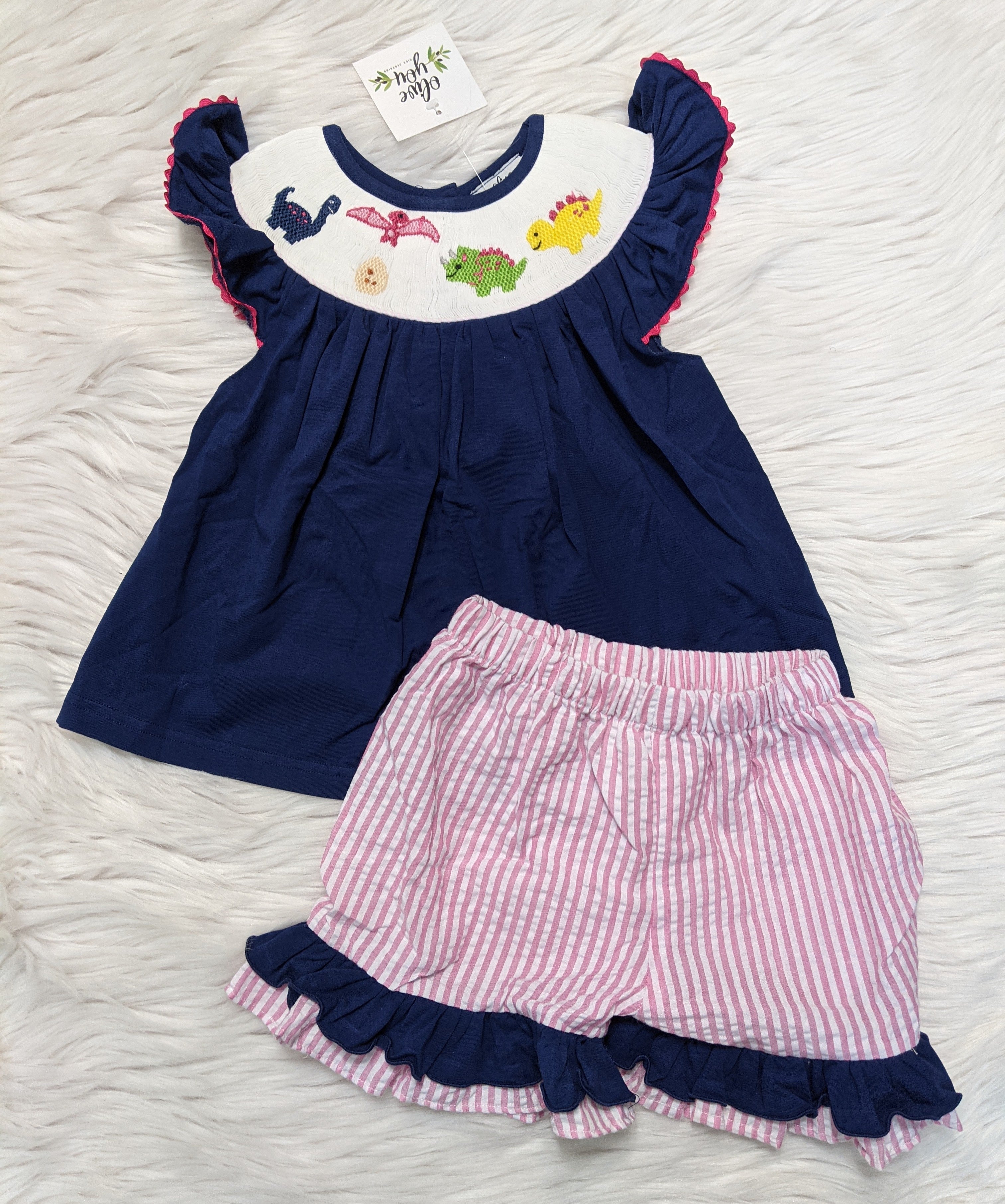 Dinosaur Smocked Ruffle Short Set