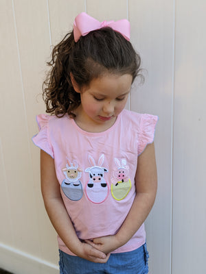 Barnyard Easter Eggs Girl Tee