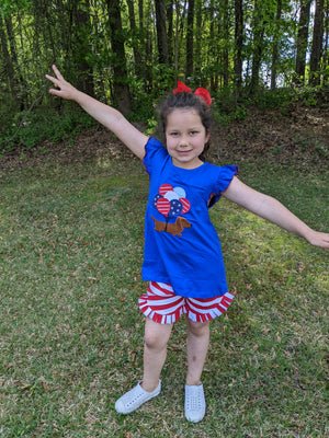 Red & White Striped Girl Ruffle Shorts