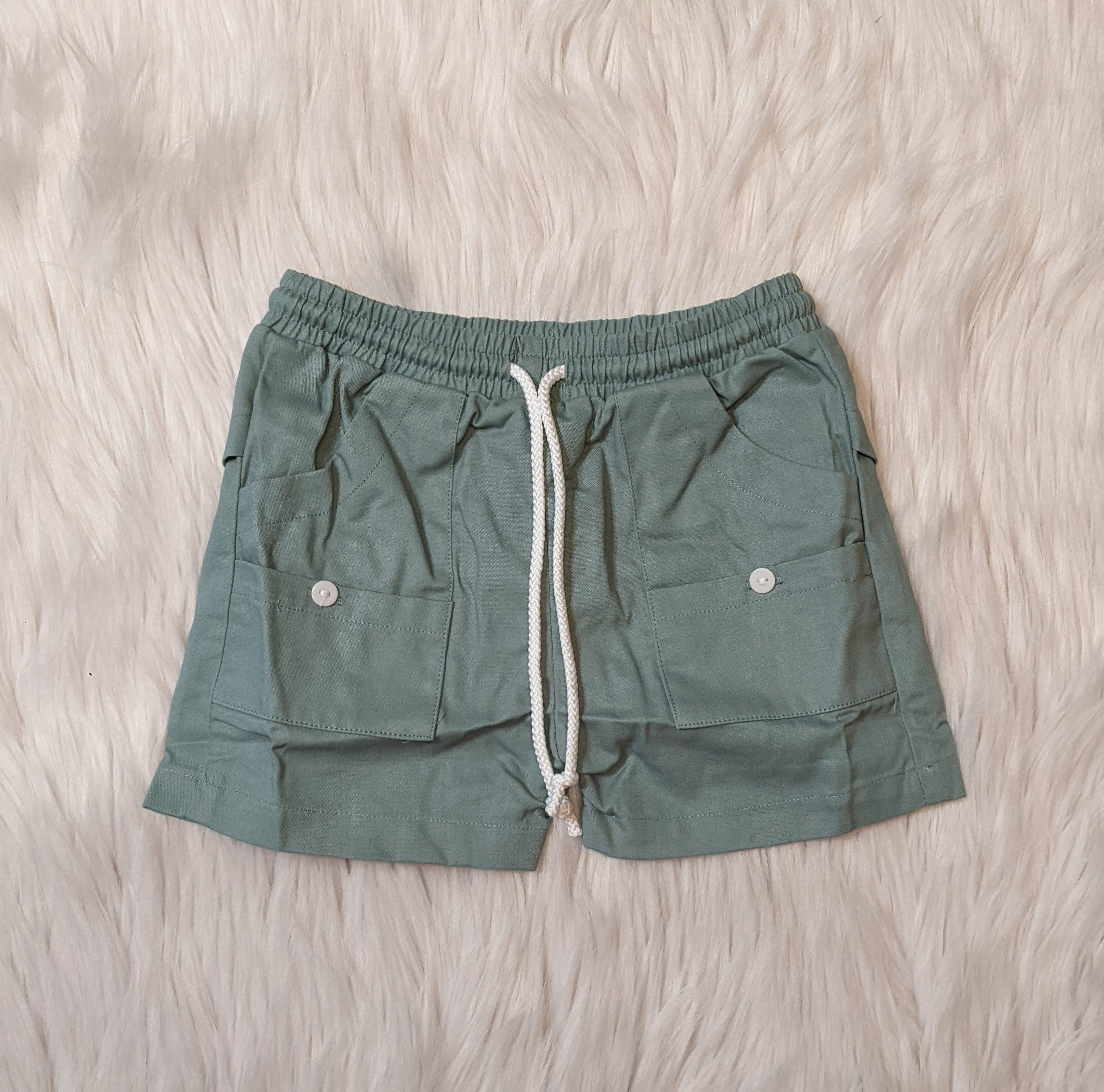 Sage Green Khaki Pull On Shorts
