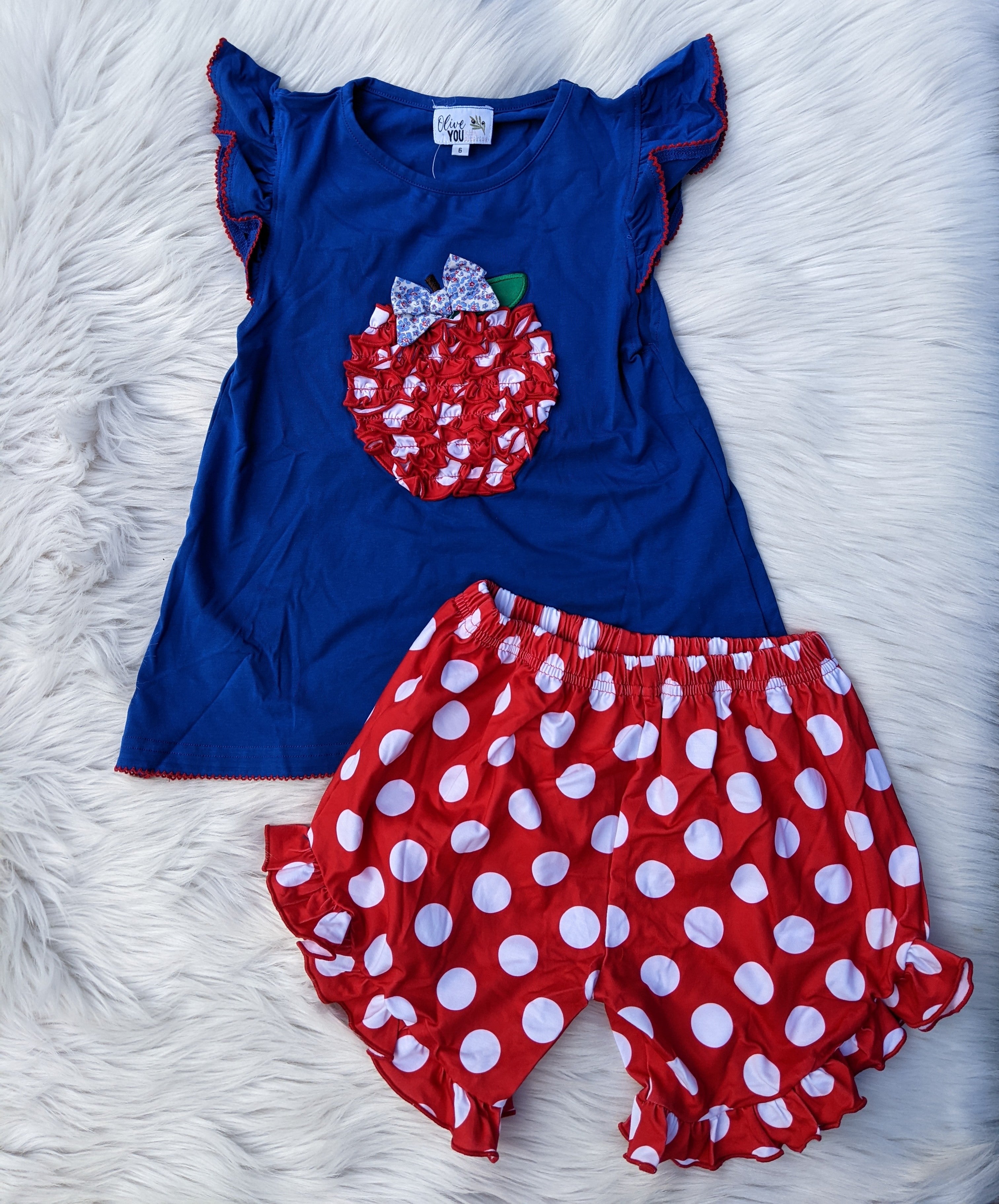 Ruffle Apple School Short Set