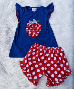 Ruffle Apple School Short Set