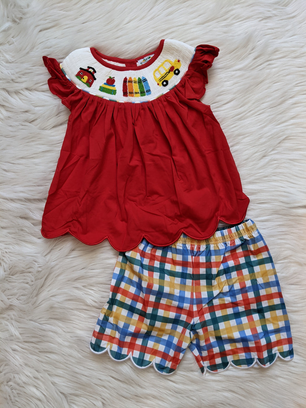 School Smocked Girl Set