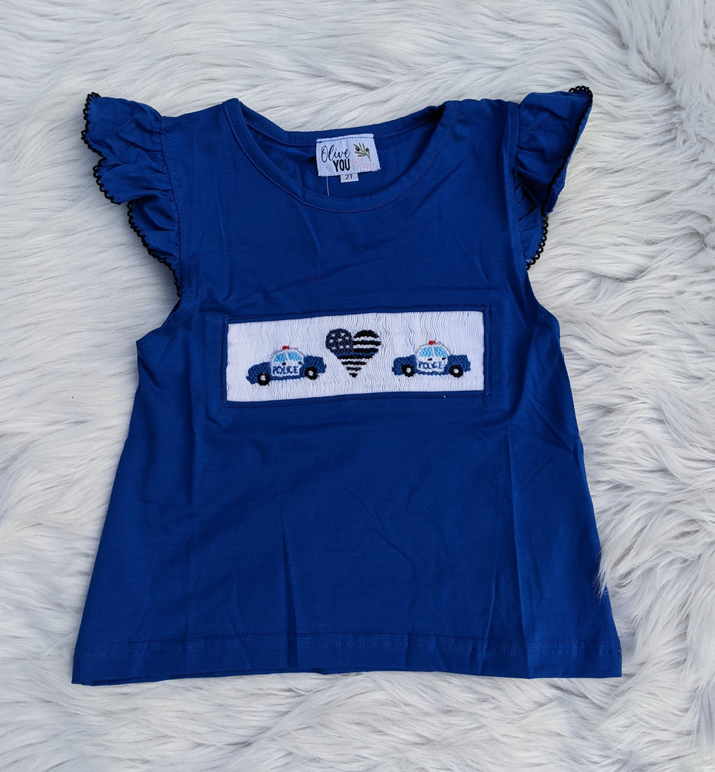 Police Smocked Girl Shirt