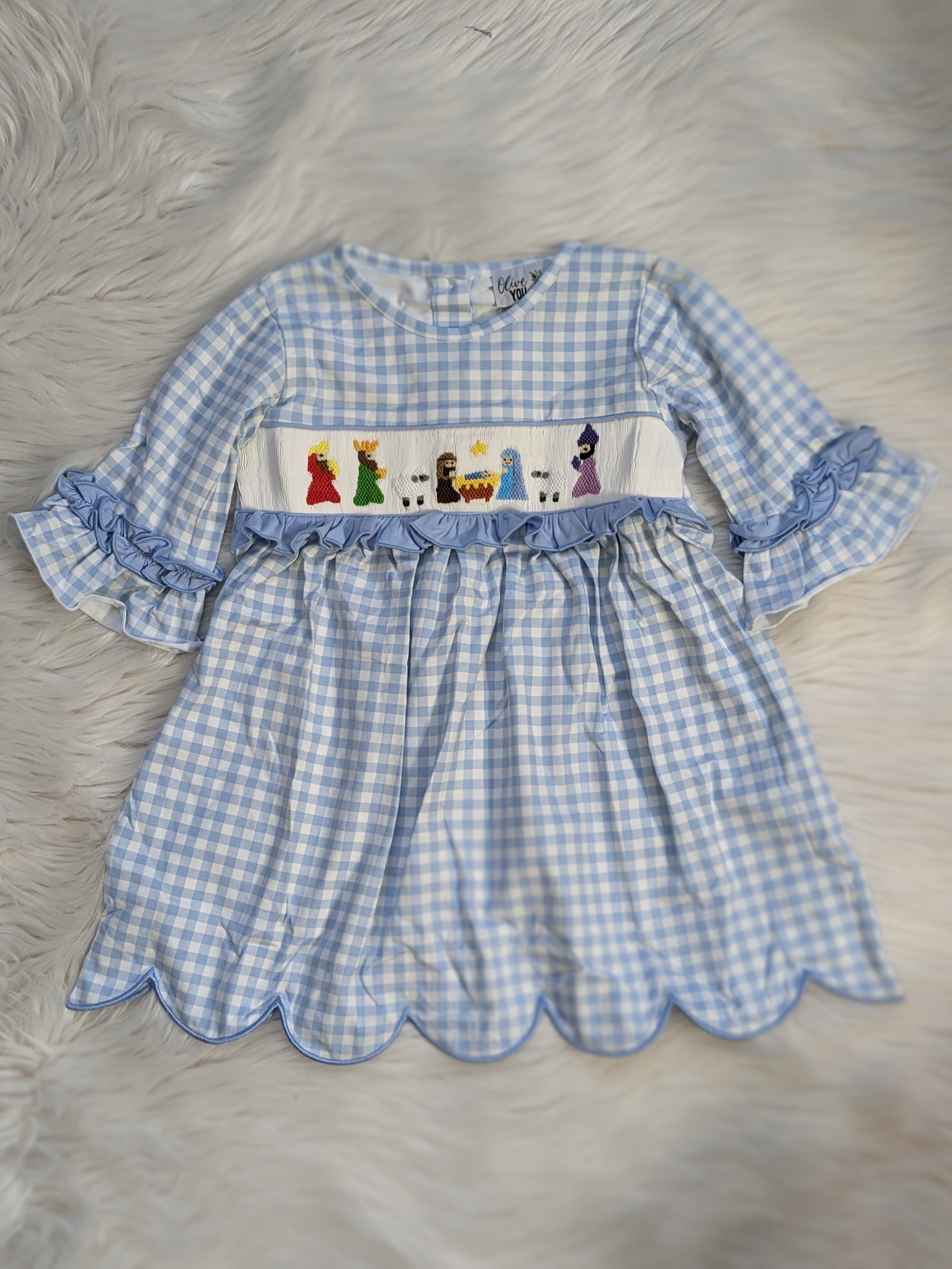 Nativity Smocked Dress – Olive You Kids Clothing Nativity Smocked Dress – Olive You Kids Clothing