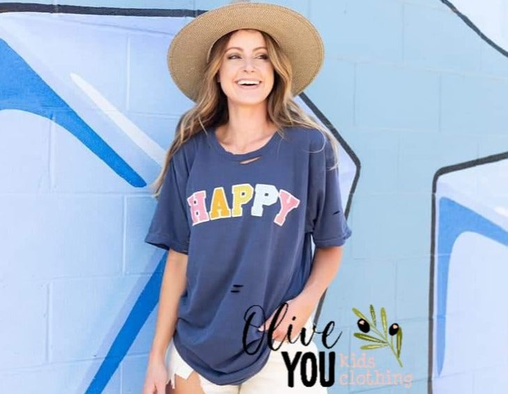 Happy Distressed Tee