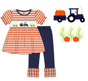 Tractor Corn Maze Smocked Pant Set