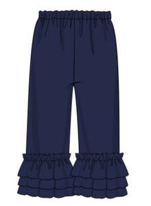 Navy Ruffle Pants