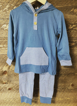 Blue Hooded Boys Jogger Set